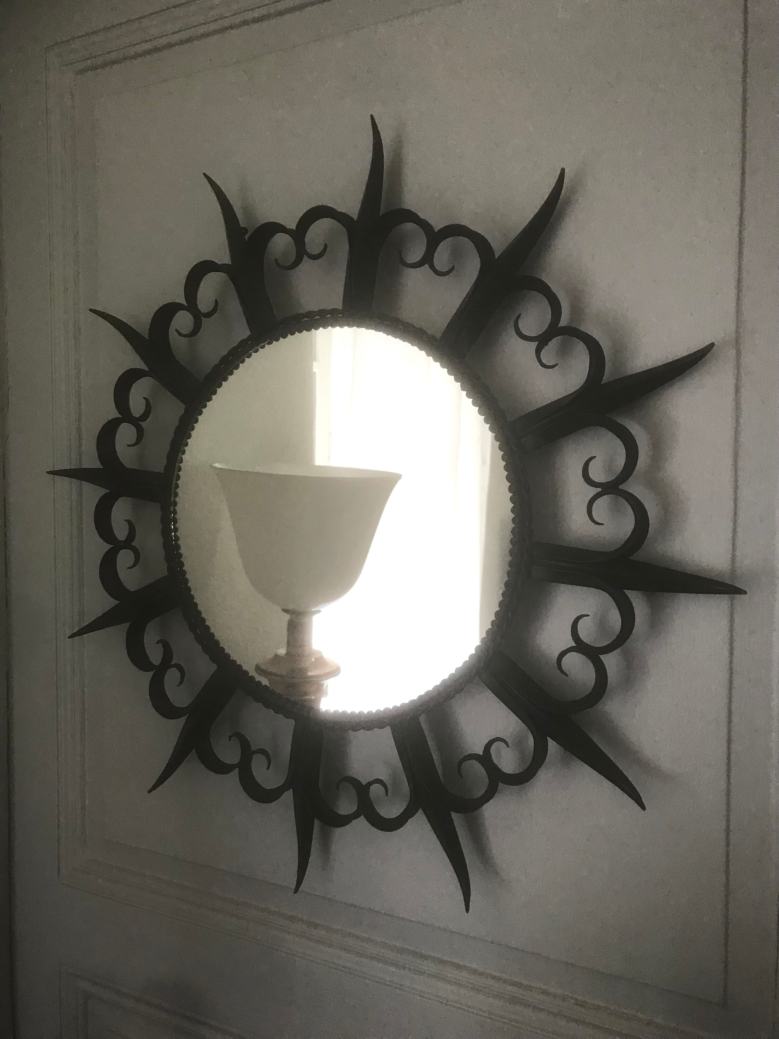 Vintage wrought iron mirror 1960