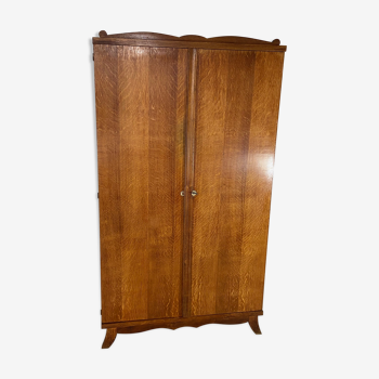 Armoire penderie vintage 1950 / 60 en chêne miel