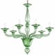 Sculptural Linear “Rigadin” Green Murano Glass Chandelier