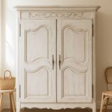 Antique carved wooden wardrobe – 2 doors – Molded cornice