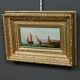 Tableau "Sailboats on the Mediterranean", oil on panel, French school of the 19th century.