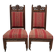 Pair of Gothic-style walnut lounge chairs, 19th century