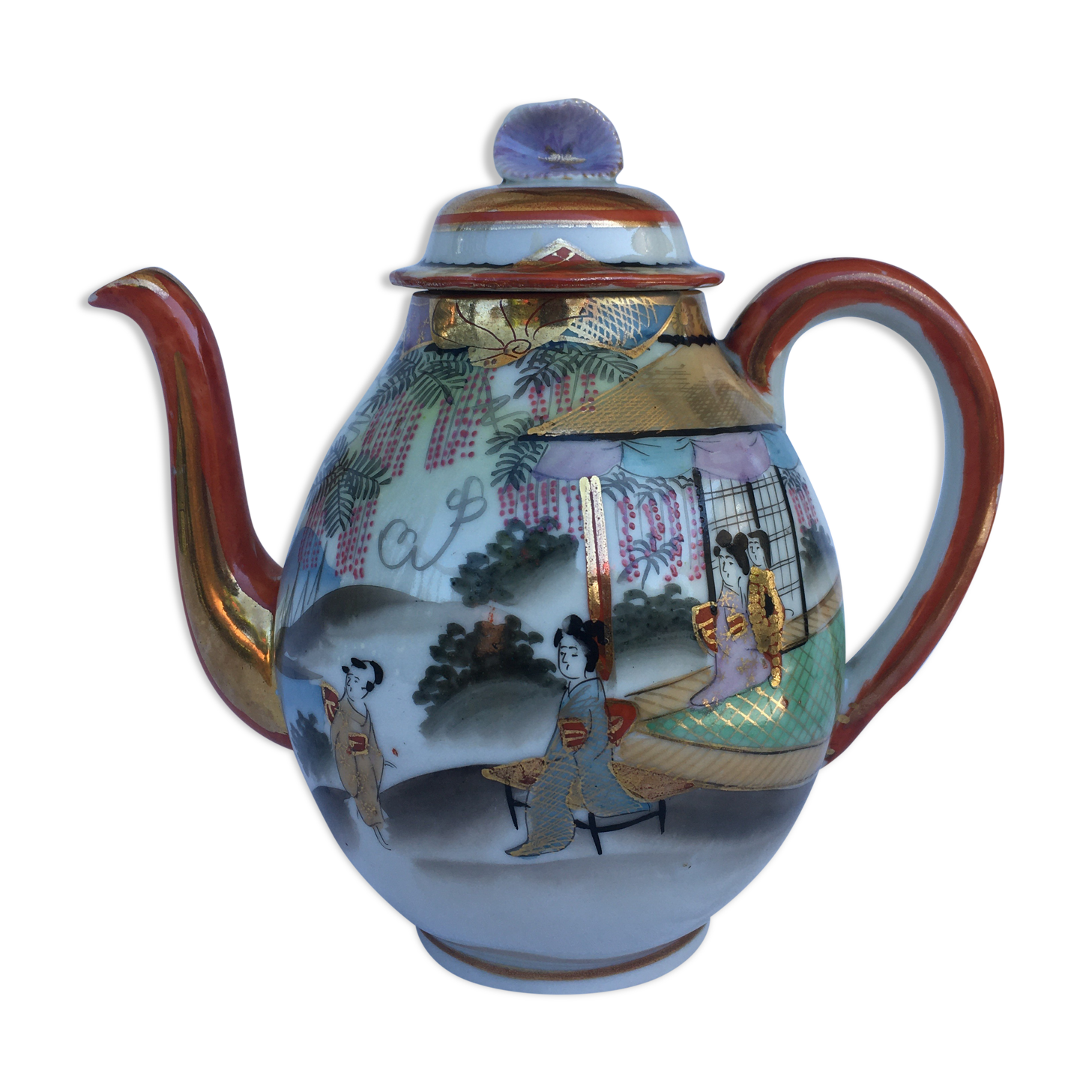 Porcelain teapot with Japanese decoration