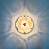 Grand plafonnier/plafonnier en verre et laiton en forme de fleur, fabriqué à Limbourg, Allemagne, années 1960/1970
