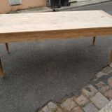 Table de ferme 2 tiroirs peuplier et chataignier
