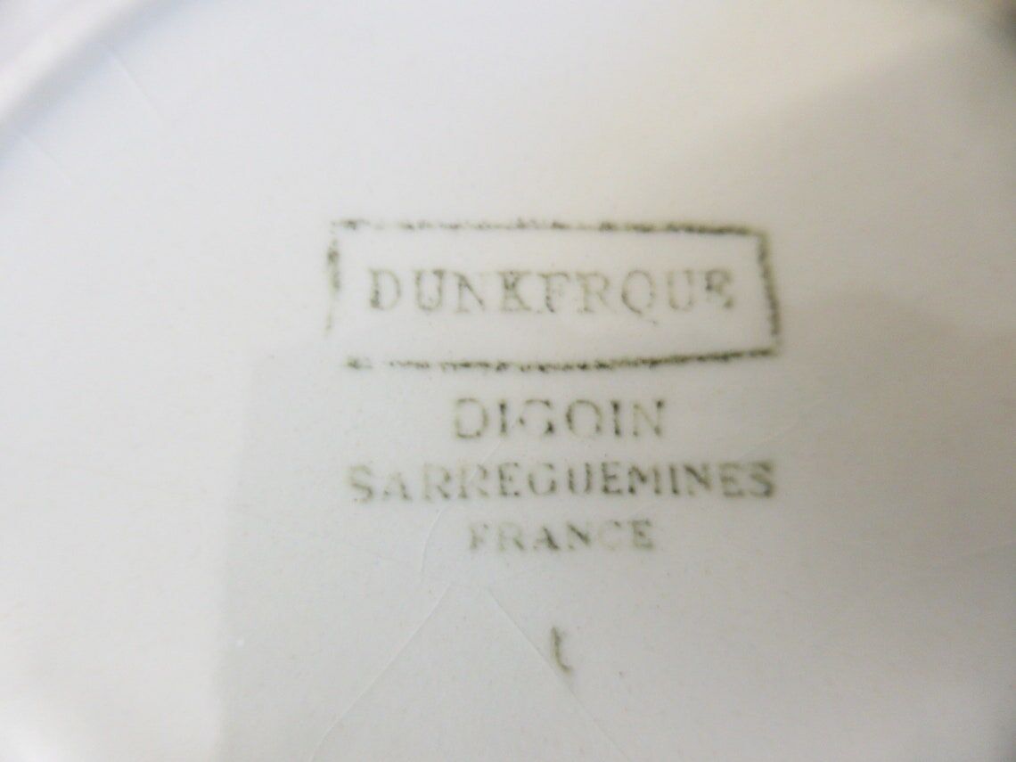 Lot de 6 assiettes à dessert vintage de Digoin Sarreguemines modèle Dunkerque en porcelaine