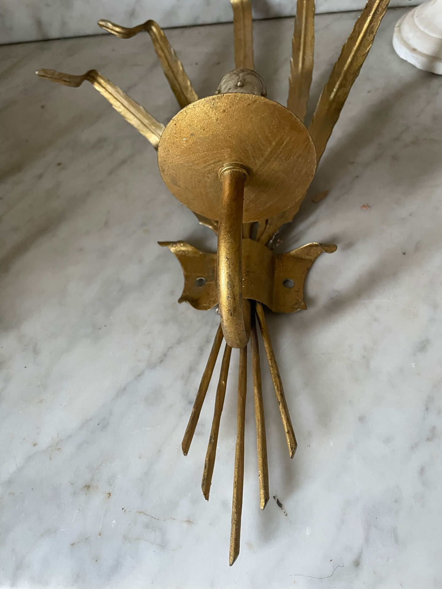 Paire d’appliques roseaux en métal doré 60’s