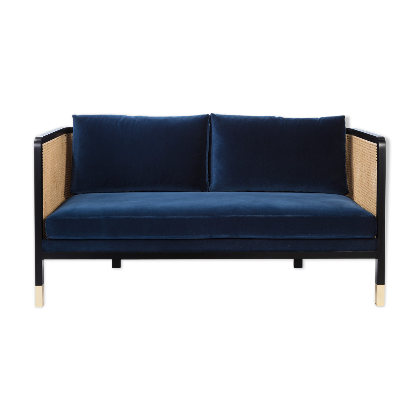 Canapé cannage 160 velours bleu marine Red Edition