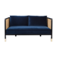 Canapé cannage 160 velours bleu marine Red Edition