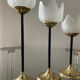 Trio of glass and metal candle holders