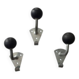 Set of 3 metal and bakelite coat hooks, public school type