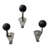 Set of 3 metal and bakelite coat hooks, public school type