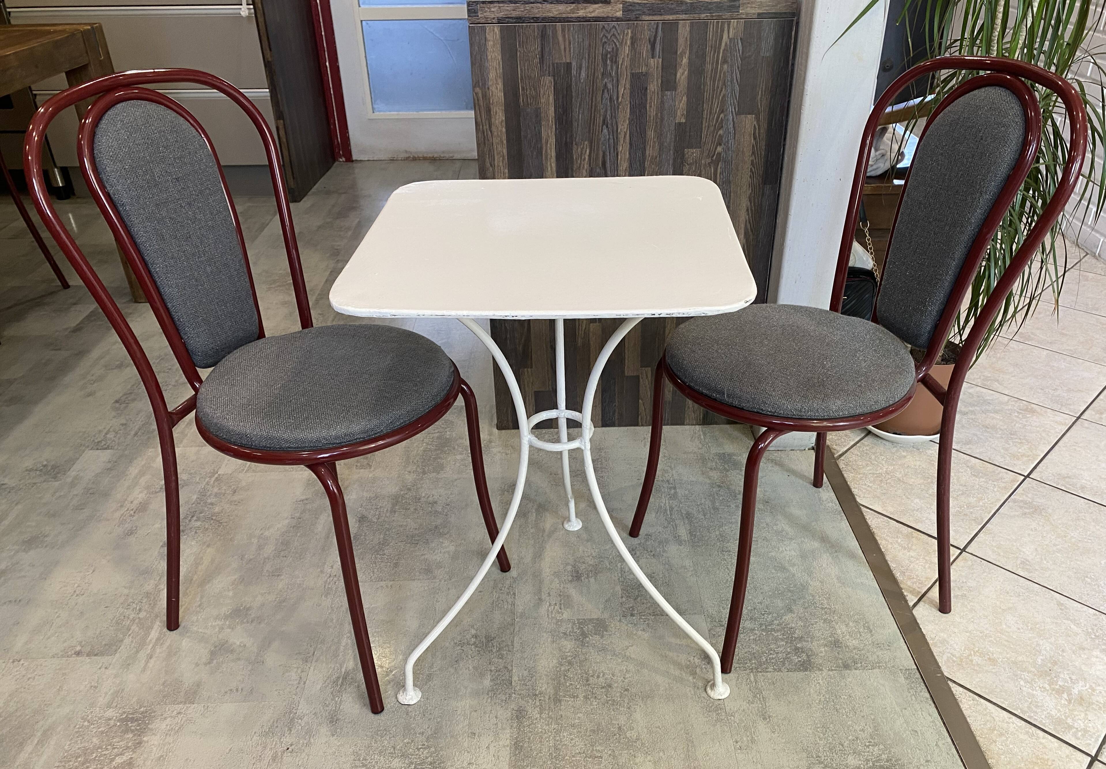 White square bistro table for bar café terrace garden metal 1950 white