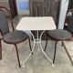 White square bistro table for bar café terrace garden metal 1950 white