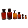 Genuine Old Apothecary Jars Medical Bottles Set Brown Amber Glass