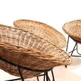 Set of 4 rattan pod chairs 60s