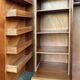 Mid-century wardrobe from the 1960s in wood, with a chevron front and tapered legs.