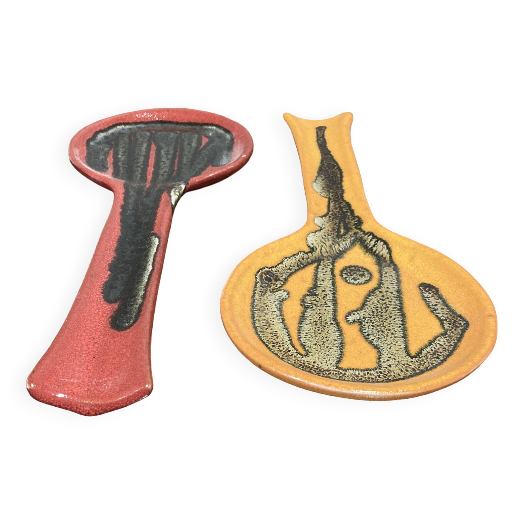 Pair of entirely handmade ceramic spoons.