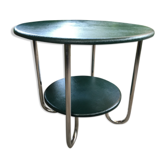 Skaï and chrome side table