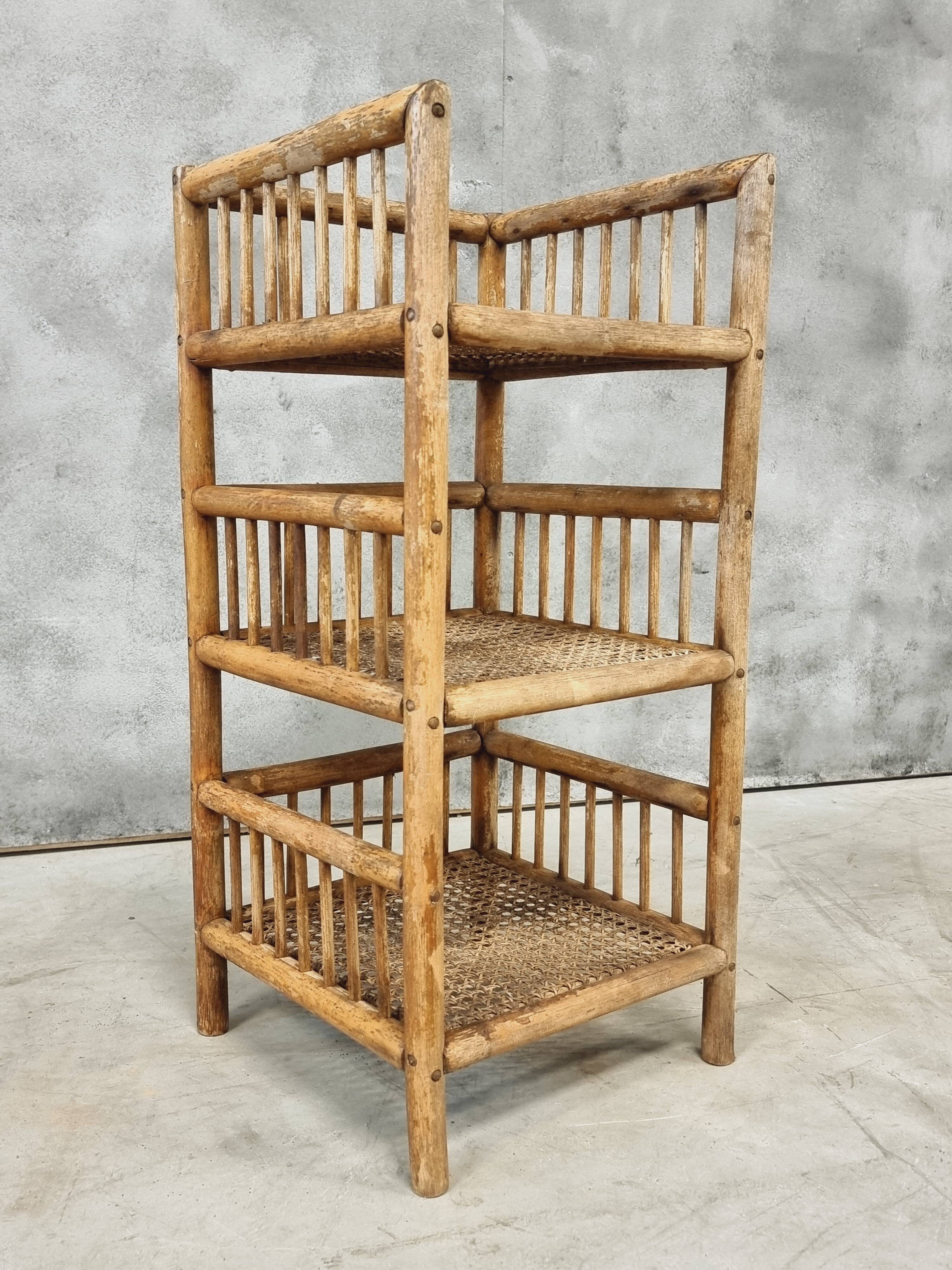 Vintage bamboo rack etagere