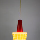 Suspension en verre rouge et jaune
