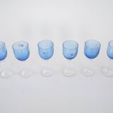 Set of blue glasses, Murano glass, Italian design, 1970s, made in Italy