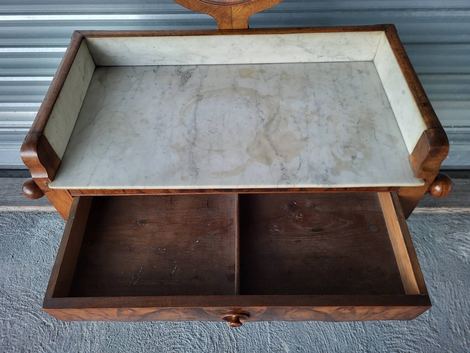 Antique marble and solid wood dressing table
