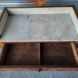 Ancienne table de toilette, coiffeuse en marbre et bois massif