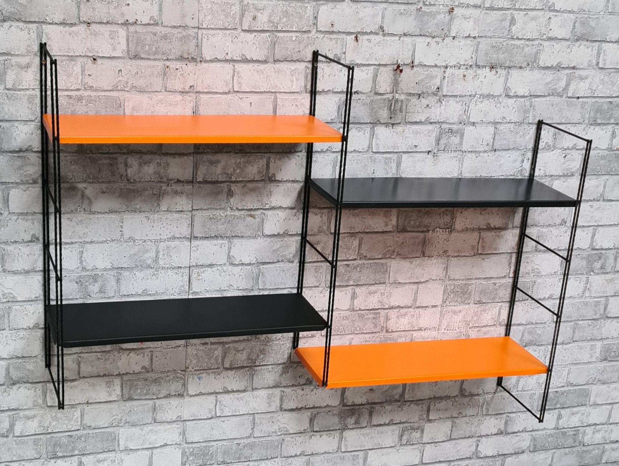 1960 metal 4 shelves 3 uprights, black