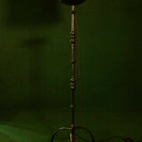 Cylindrical silk lampshade with check pattern