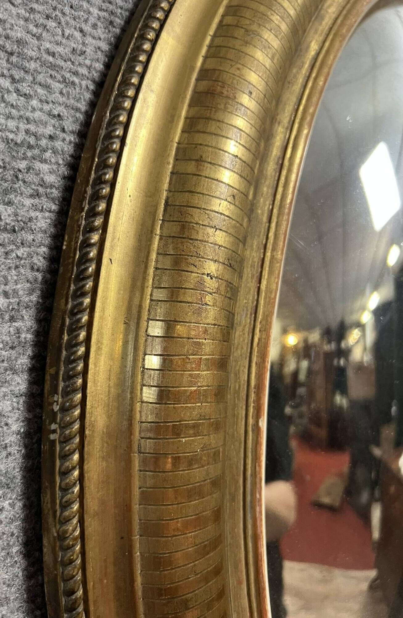Oval mirror called “witch’s eye” in gilded wood in Louis XVI style circa 1850