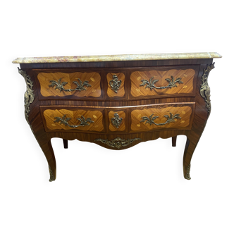 Louis XV style commode, in rosewood marquetry.