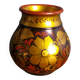 Khokhloma vase, Russian lacquered wood craftsmanship, hand-painted floral decoration.