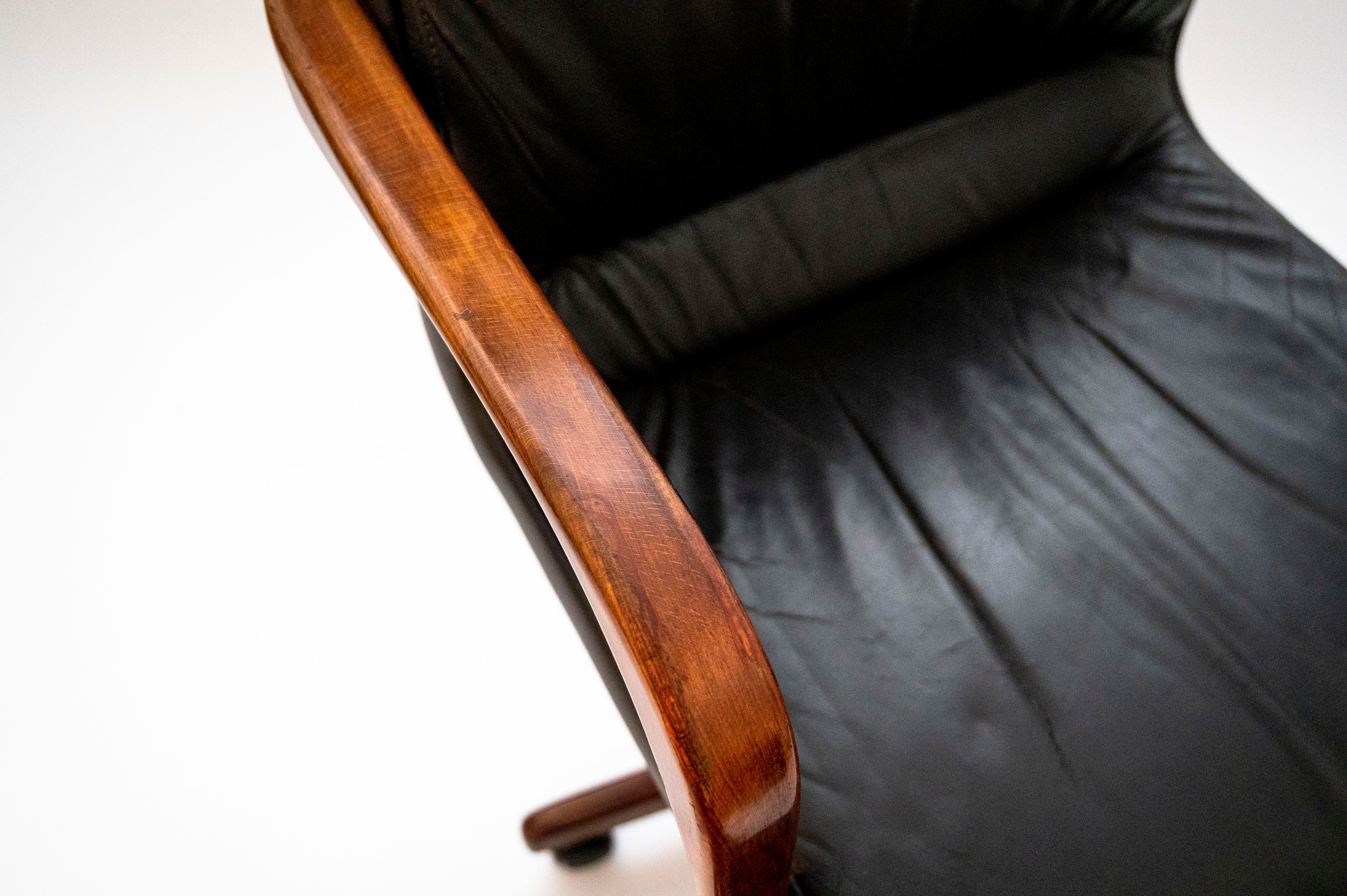 Fauteuil de bureau vintage en cuir