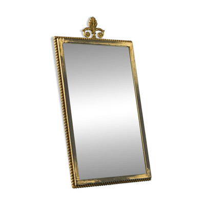 Miroir Louis XVI néoclassique en laiton patiné, années 1960