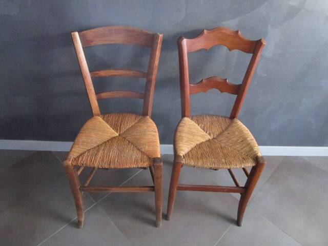 2 old straw chairs
