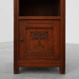 French Art Deco Wood & Grey Marble Top Nightstand, 1920s