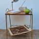 Side table, vintage "Eiffel" service with two metal and wood tops