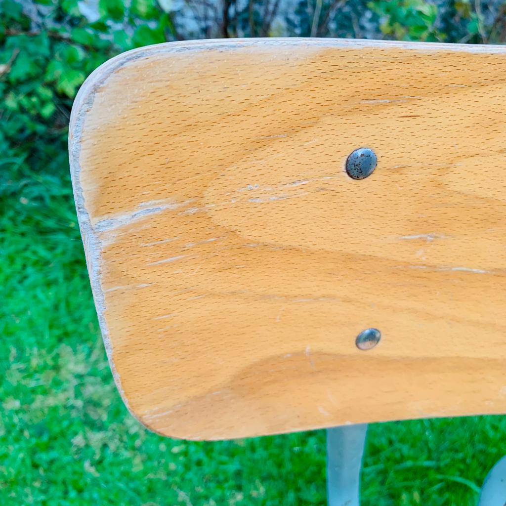 Set of 4 school chairs - wood & metal