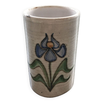 Vase signé décor iris