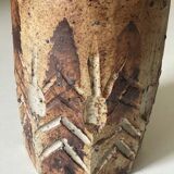 Vintage scarified stoneware vase pot from the 60s