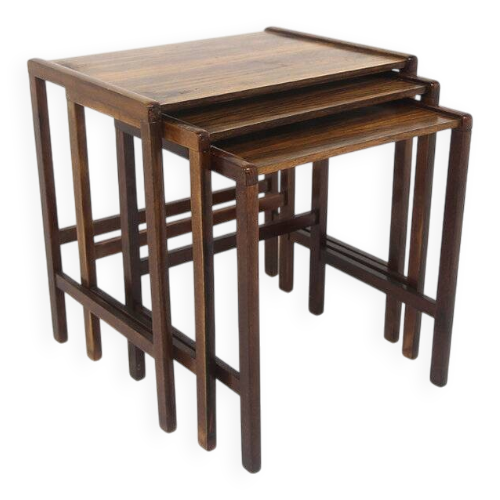 Set of 3 Scandinavian nesting tables in rosewood, Sweden, 1960.