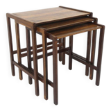 Set of 3 Scandinavian nesting tables in rosewood, Sweden, 1960.