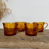 4 amber Duralex cups