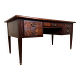 Very large Louis XVI style center minister desk in mahogany and fillets