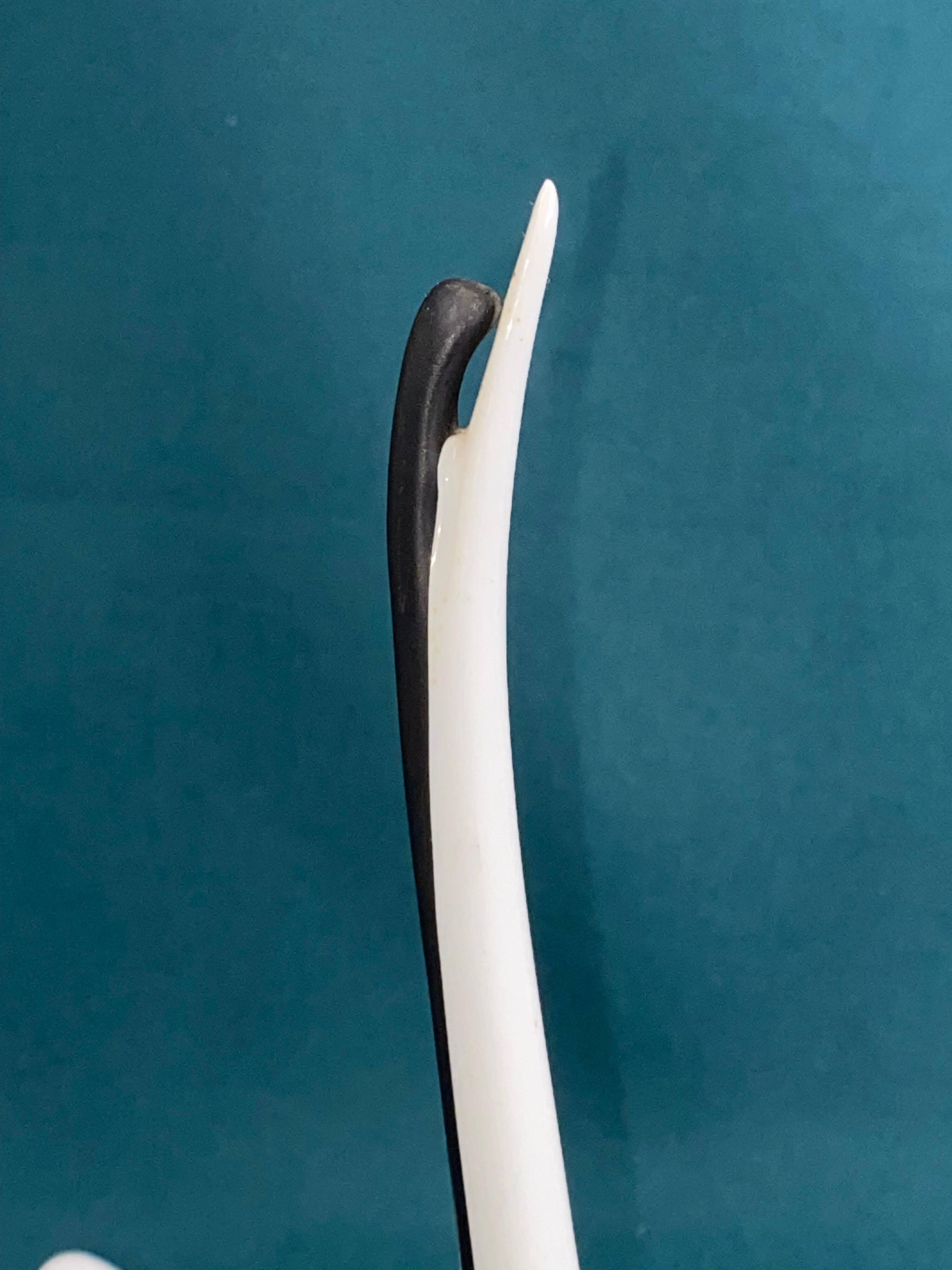 Black and white porcelain swan figurine from Czechoslovakia by Jaroslav Jezek Royal Dux 1960s