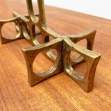 Brutalist metal candlestick from the mid-century by Heinz Goll