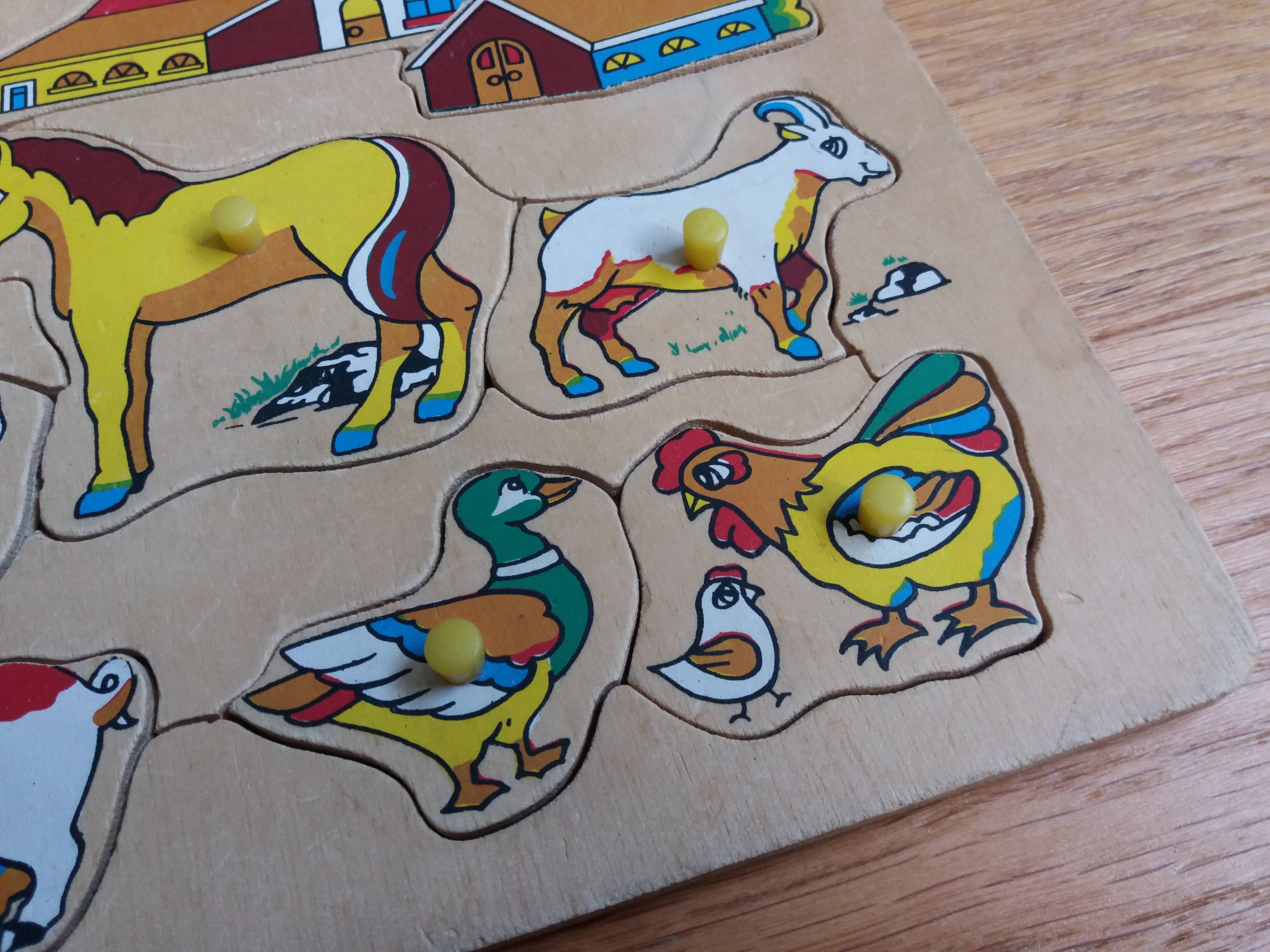 Wooden puzzle farm animals