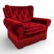Fauteuil rouge de style Hollywood Regency en Art Déco, 1940