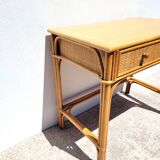 Desk 2 drawers vintage rattan